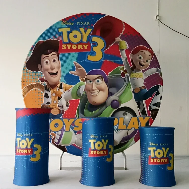 Новый дизайн 7 футов круга День Рождения мультфильм Cocomelon тема натяжение Ткань Свадебный фон круглая