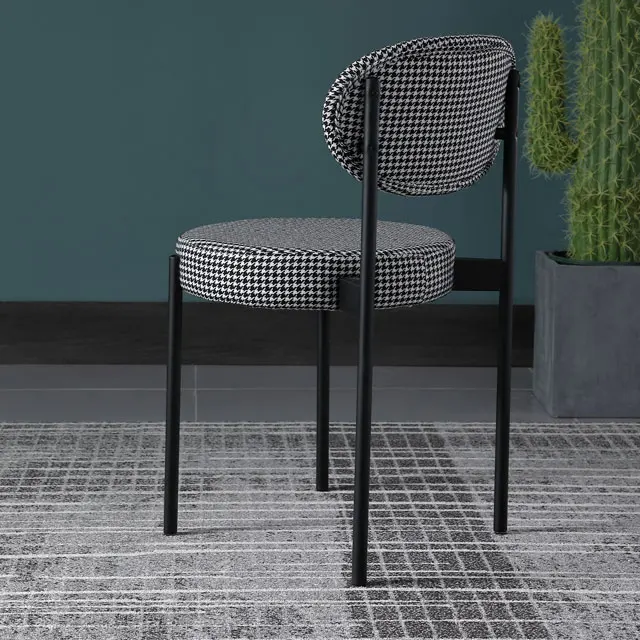 Nordic Modern Designer Fabric Chairs Living Room Backrest Home Dining Room Chrome Metal Legs Stackable Iron Dining Chairs