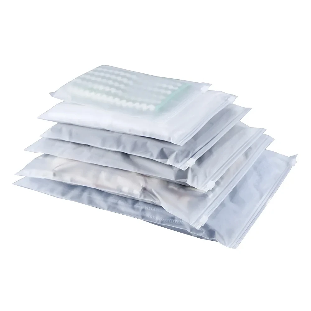 15*20cm CPE Material 140 Microns Stock Plastic Socks T shirt Clothes Matte Frosted Self Sealing Slider Zipper Lock Bag