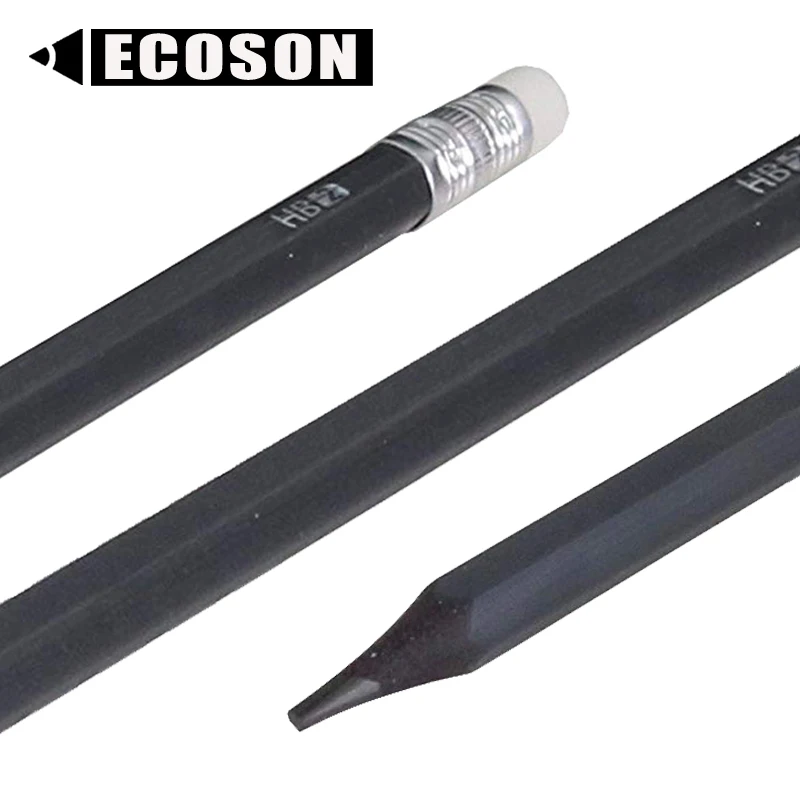 High Quality Matte Black Finish Silver Ferrule #2 HB Graphite Lead Hexagonal Sharpened Black Wood Pencil With Black Eraser Bulk