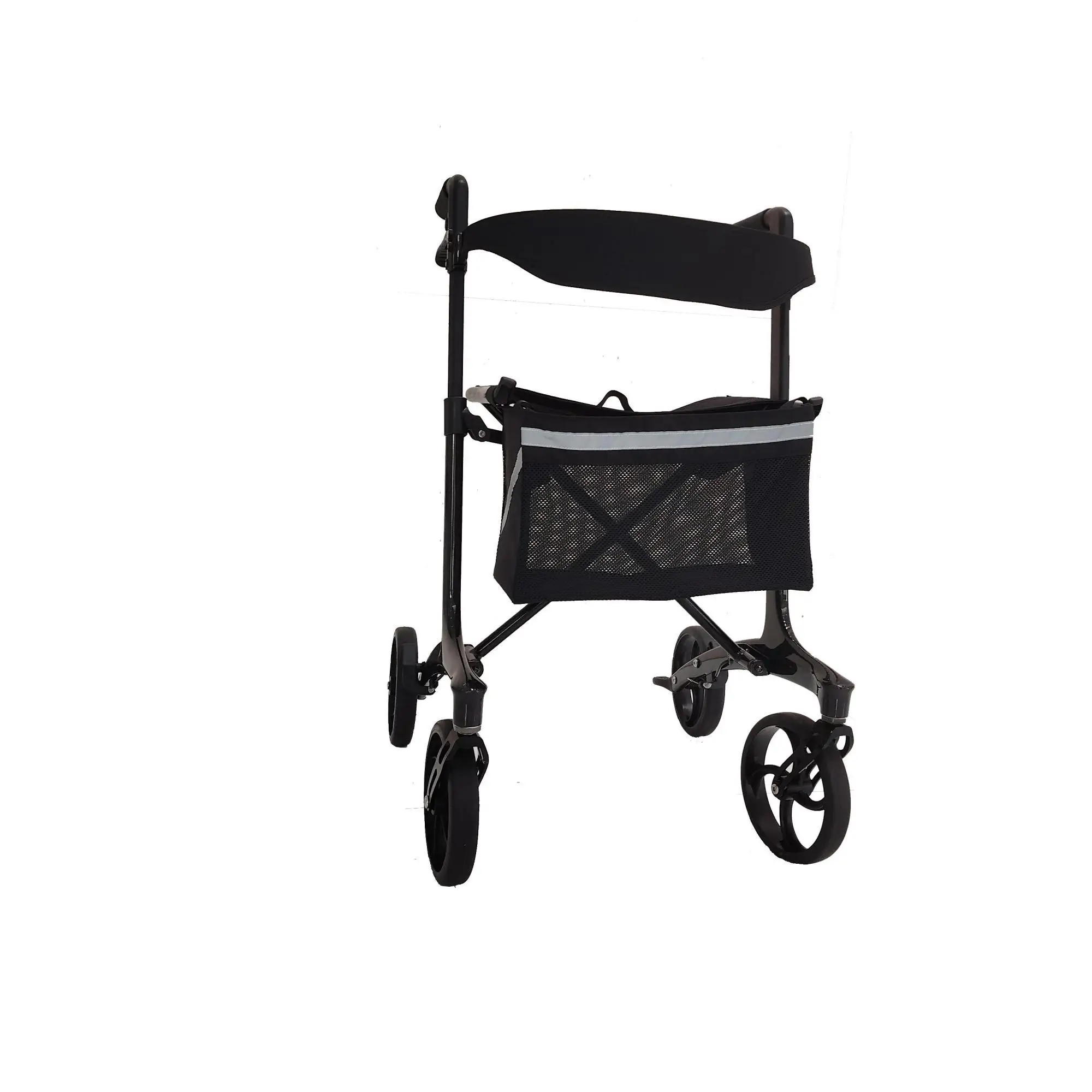 Easy to Transport Advanced 120kg Weight Bearing Carbon Fiber Folding 4-Wheel Senior Walker with Height Adjustable