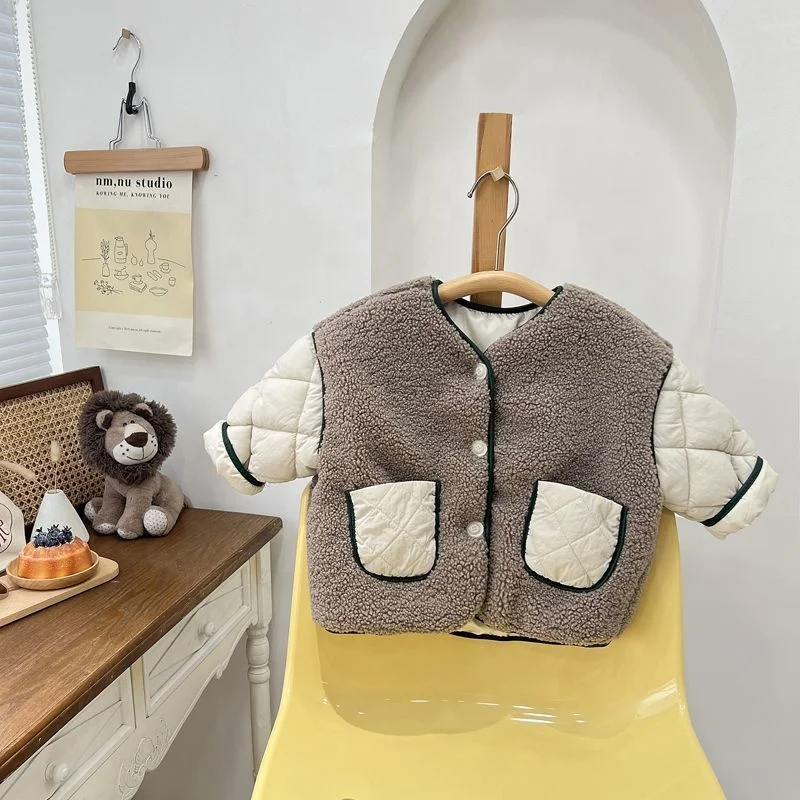 Ins Fashion Winter Autumn  Kids Clothes Jacket Warm Cotton Baby Boy Girl Coat
