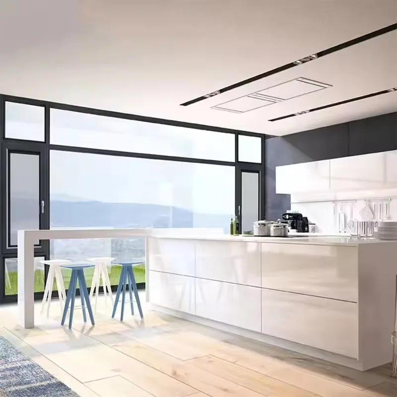 HZSY Hurricane Proof Outdoor Double Tempered Glass Sliding Windows French Style Apartment Aluminum Window