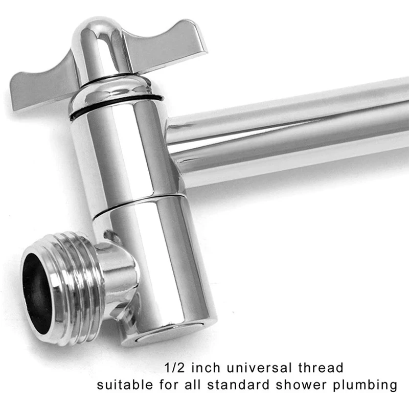 SANIPRO Bathroom Top Spray Connection Adjustable Bend Sprinkler Arm Extended Rod Support Shower Arm Extension with Lock Joints