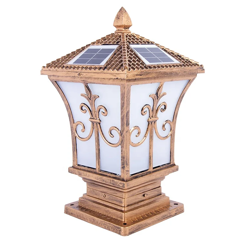 5w Modern Led Solar Powered Pillar Light Gate Post Outdoor Garden Fence Luminous Auto Body Lamp Item Battery Lighting Time Evo