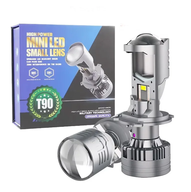T90T40 Car LED Headlight H4 Bifocal Lens Mini Spotlight Super Bright near & Far Integrated Bulb