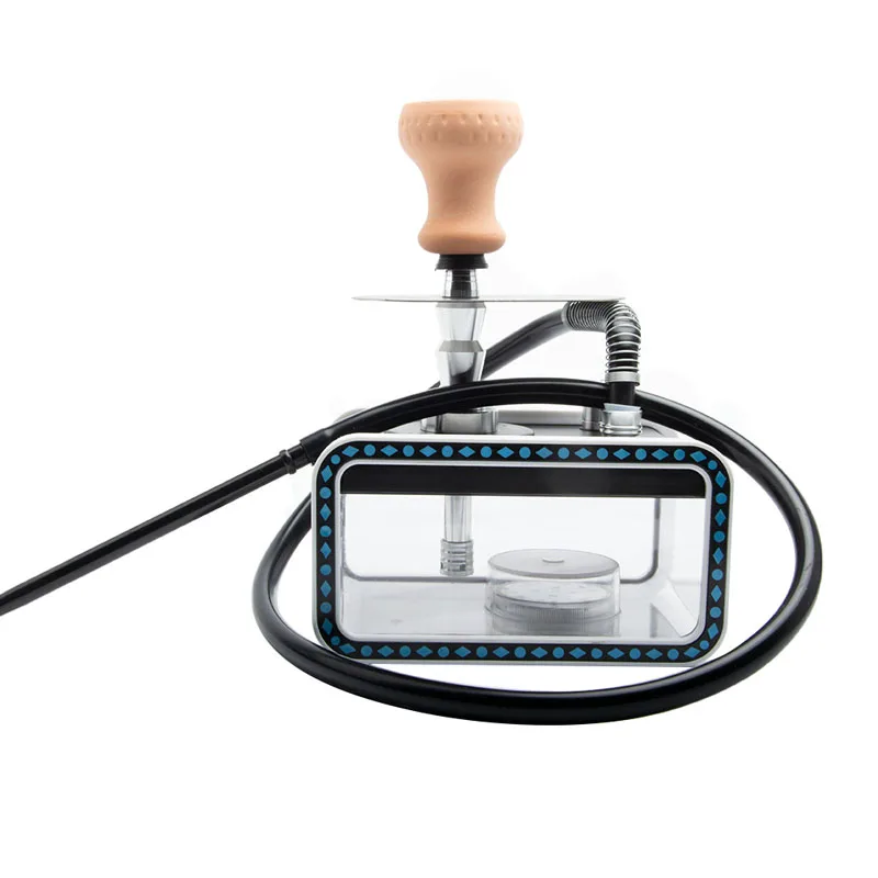 Arab Hookah Set Factory Direct Finished Product Customization Single Hose Square Acrylic Hookah Shisha With Led