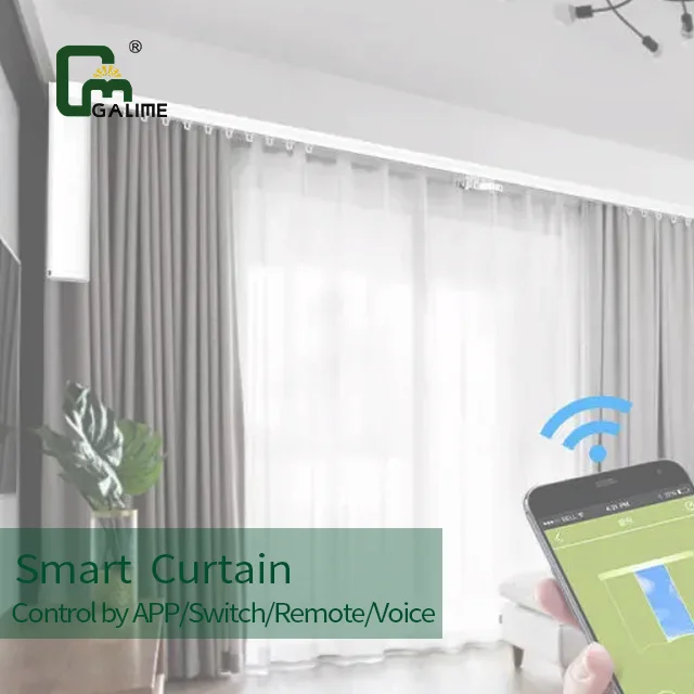 Tuya wifi or Zigbee Curtaun Motors Control Remote Extendable Electric Motorized Rail System Adjustable Smart Track Kit