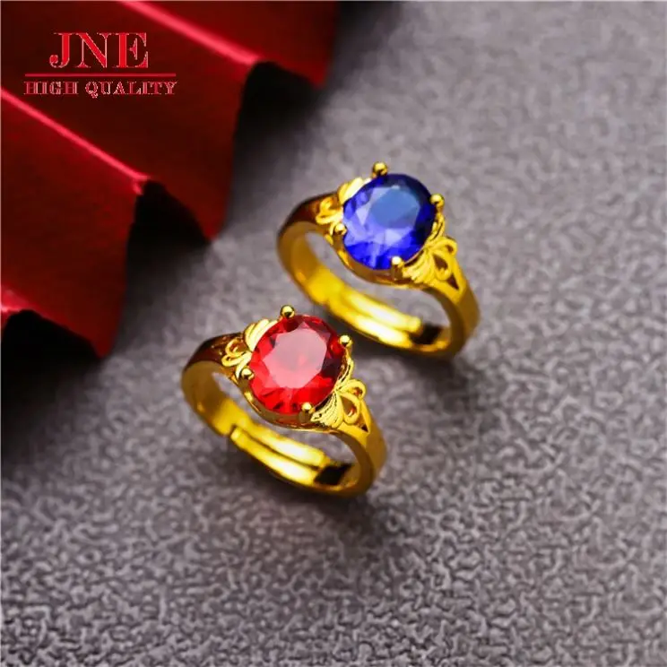 Fashion New Ring red zirconium brass gold-plated accessories  placer gold jewelry for girlfriend one piece dropshipping