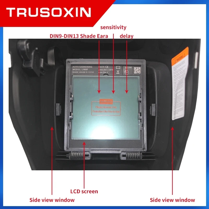 Solar Auto Dimming Electric True Color Welding Mask Helmet Welder Cap Welding Cap Protection Piece Large Window