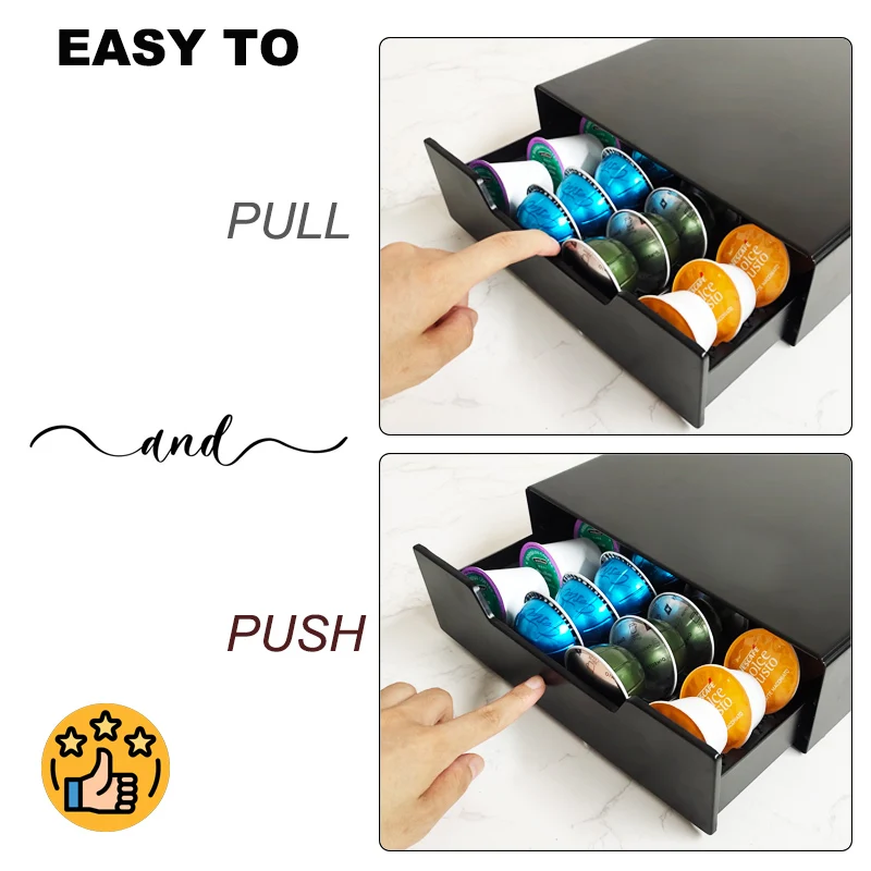 New Design Metal Nespresso Coffee Pod Holder 40PCS Drawer Storage Rack Countertop Organizer