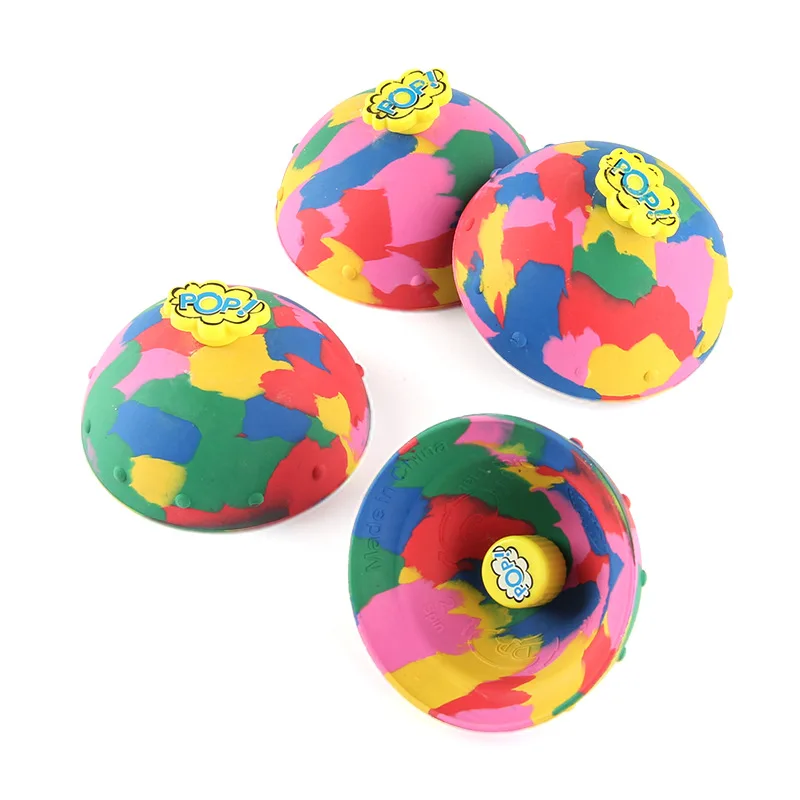 New Hip Hop Pops Toys Rubber Colourful Bounce Bowl Spinning Top Jumping Half Bouncing Ball Jumping Popper Ball For Kids