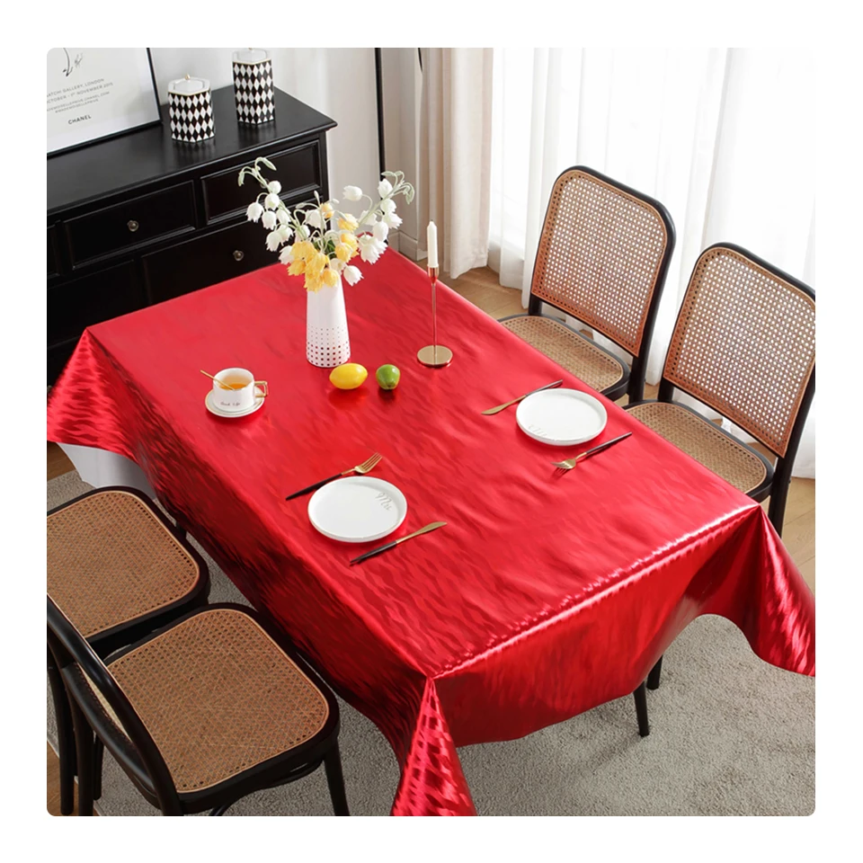 Outdoor/indoor Customized Dining Fashion Table Cover Gold Silver Pvc Metallic Embossed Tablecloth