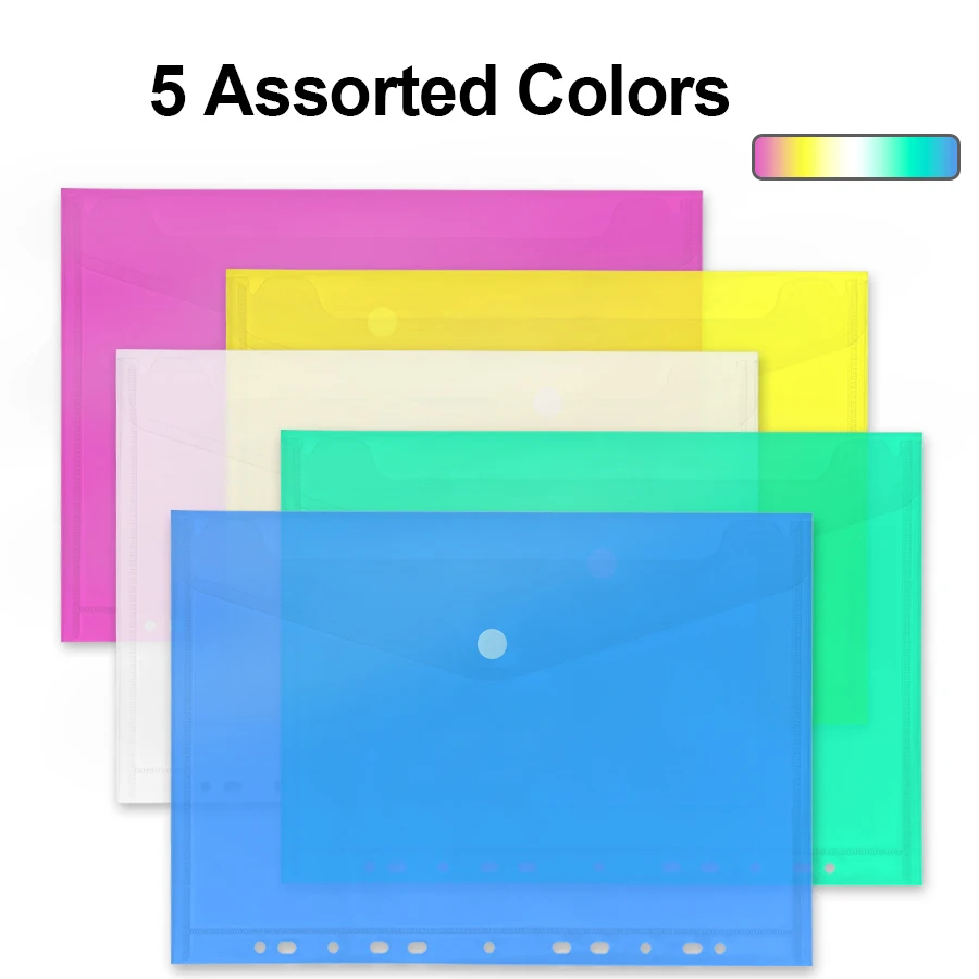 Fashion hot sale PP A4 11 holes envelope file pocket for 2/3/4 ring binder loose-leaf file pocket