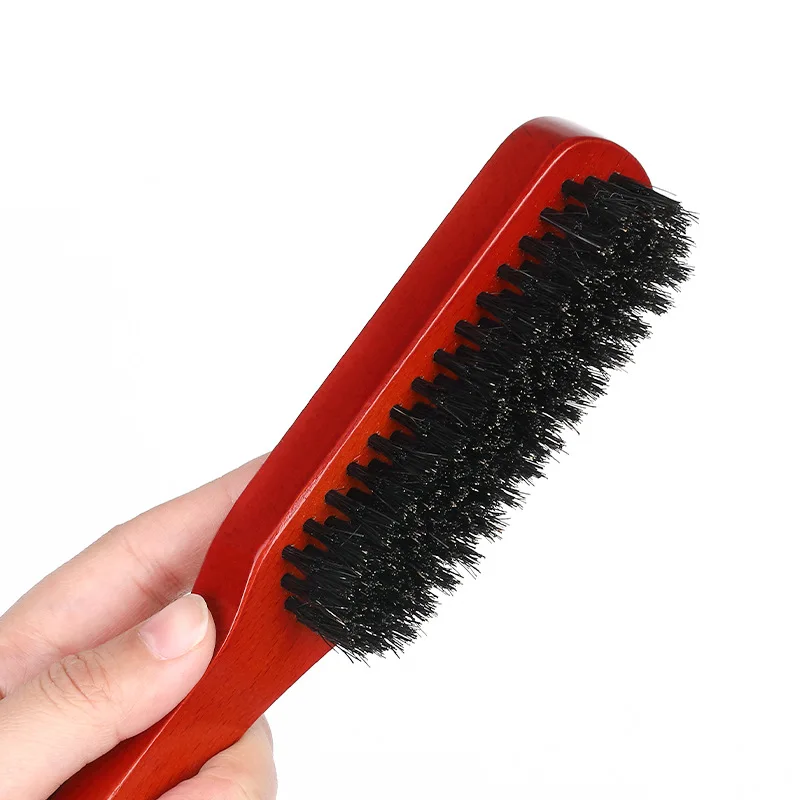 Wholesale Wooden Handle Boar Bristle Cleaning Brush Hairdressing Beard Brush Custom Anti Static Barber Hair Styling Comb