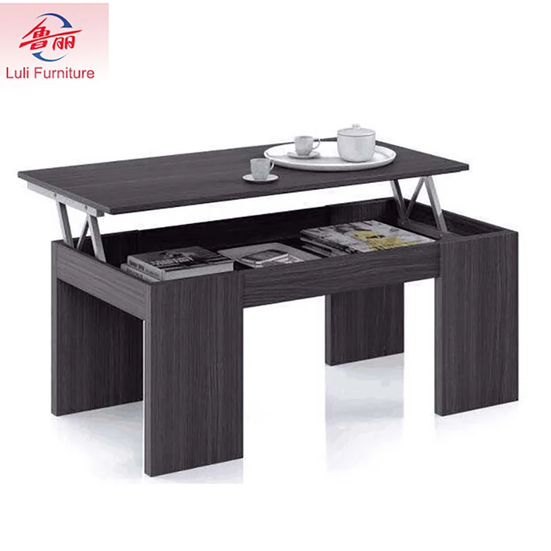 flat pack living room wood lift up coffee table set