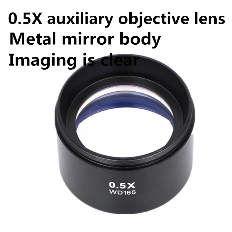 WD165 0.5X Stereo Microscope Auxiliary Objective Lens Barlow Lens with 1-7/8 Inch(M48Mm) Mounting Thread