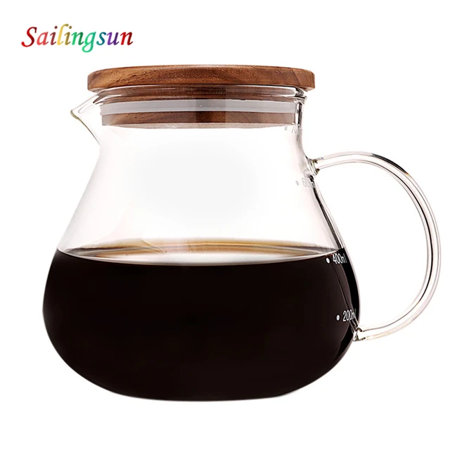wooden lid dishwasher safe thermo proof high clear borosilicate glass coffee pot