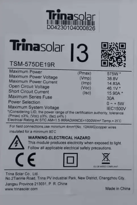 Trina Solar 570W Europe Warehouse Stock Trina Vertex TSM Mono Facial P Type Solar Panels TSM-DE19R 565-585W 565W 570W 575W 580W