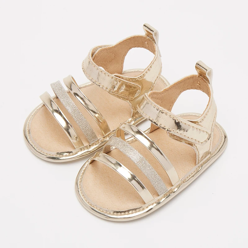 New arrival two colors beautiful flower decoration rubber sole prewalker baby sandals for girls and Boys PU OEM Solid Gua YB0032