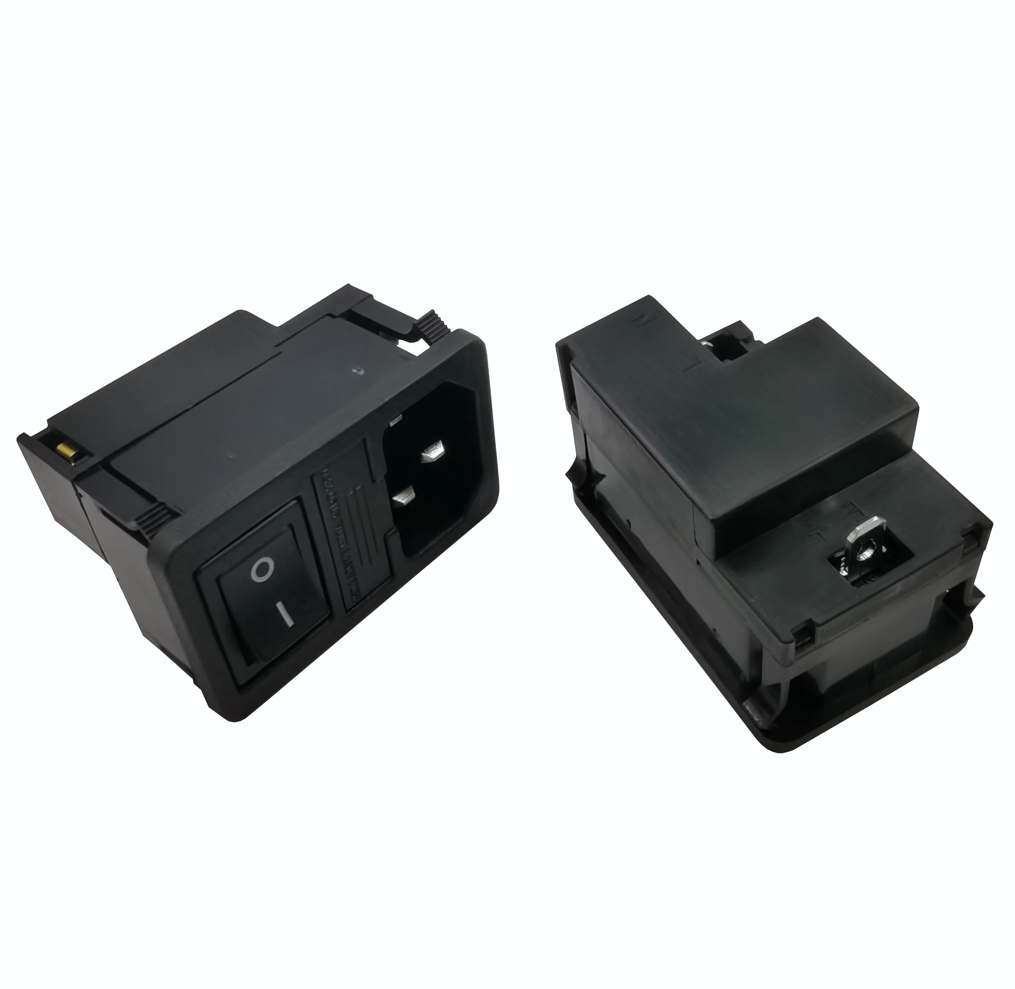 Manufacture provide JEC black switch 3Pin on off male ac appliance socket with fuse
