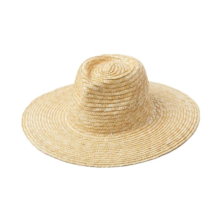 Large Brim Summer Simple Solid Color Outdoor Beach Summer Cap Handmade Weave Wheat Straw Sun Straw Hats For Women