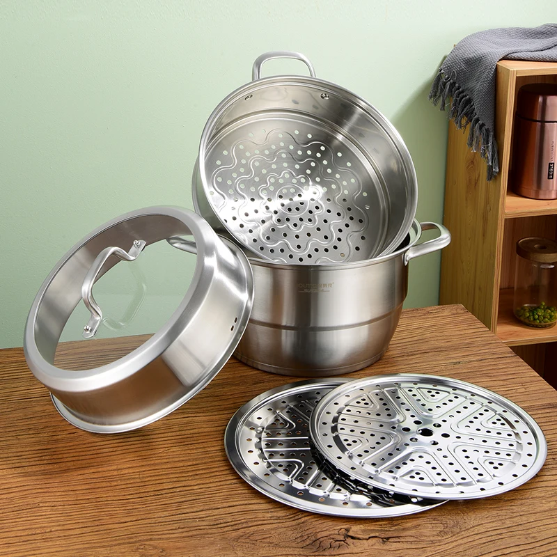 Large commercial food cooker steamer pot couscous multilayer steamer cooker with lid Stainless Steel steamer and cooking pots