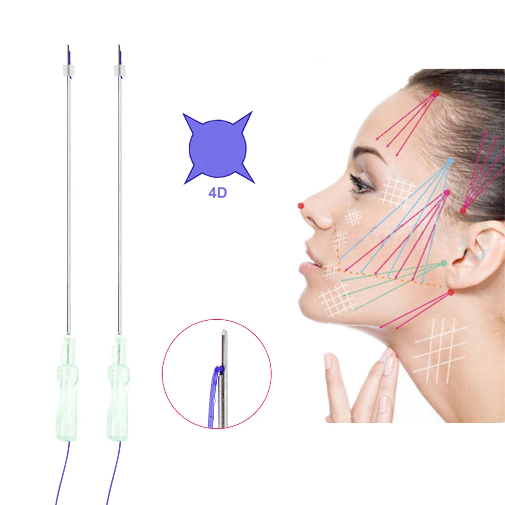 L Half Blunt 21g 60mm Absorbable Collagen 4D Pdo Cog Thread,Double Chin Sagging Skin Lift Bidirectional Barbed 4D Pdo Cog Thread