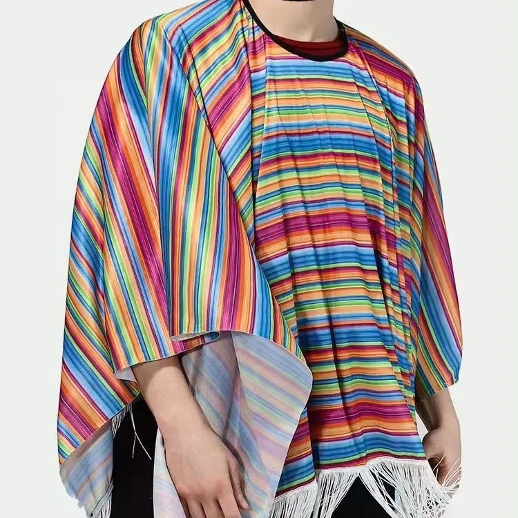 Beistle Cinco De Mayo Mexican Serape Poncho Costume Accessory, One Size, Multicolored, Fits