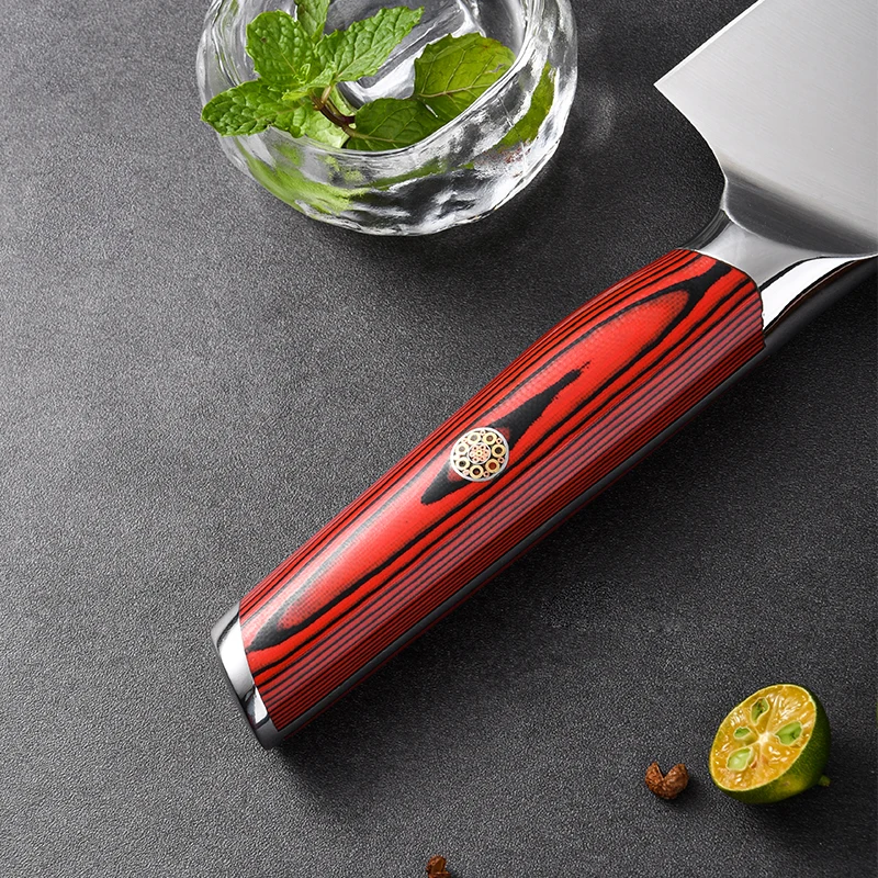 RUITAI Noval Patent Kitchen Knife Set Chef Santoku Knife Set with Red G10 handle