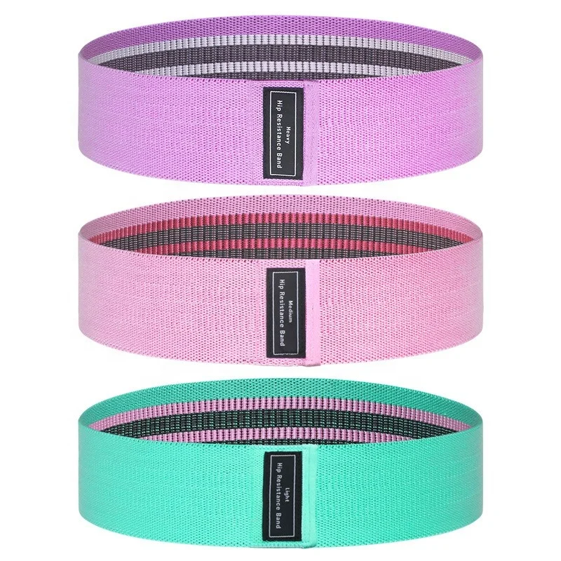 Custom Logo Printed Exercise Fitness Booty Hip Fabric Resistance Bands for Legs Glutes Yoga Gym