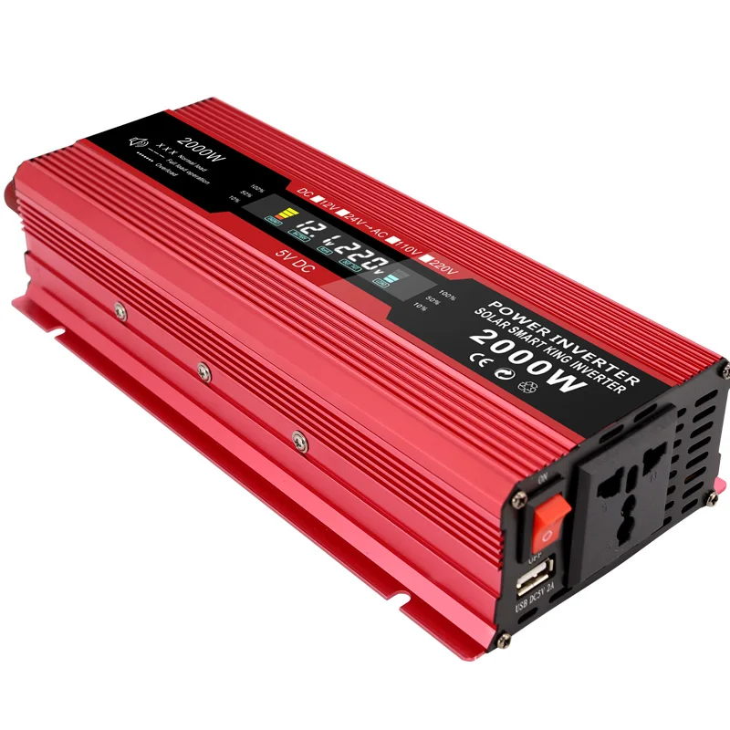 Заводская цена, распродажа, инвертор высокой мощности 2000 Вт, Интеллектуальный солнечный инвертор с цифровым ЖК-дисплеем
