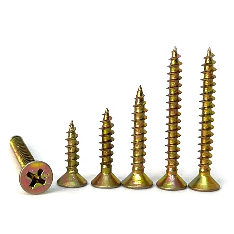 All Kinds Of Assembling Furniture M4 Yellow Zinc Plated Particle Board Screw Self-Tapping Chipboard Screw