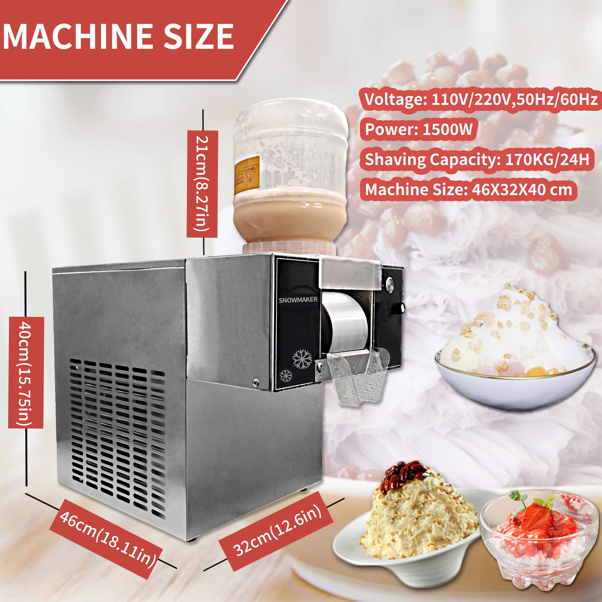 Yourtime 170KG/DAY Hot Sale Automatic Flake Ice Shaver Manufacturing Korean Bingsu Ice Milk Snow Shaving Machine