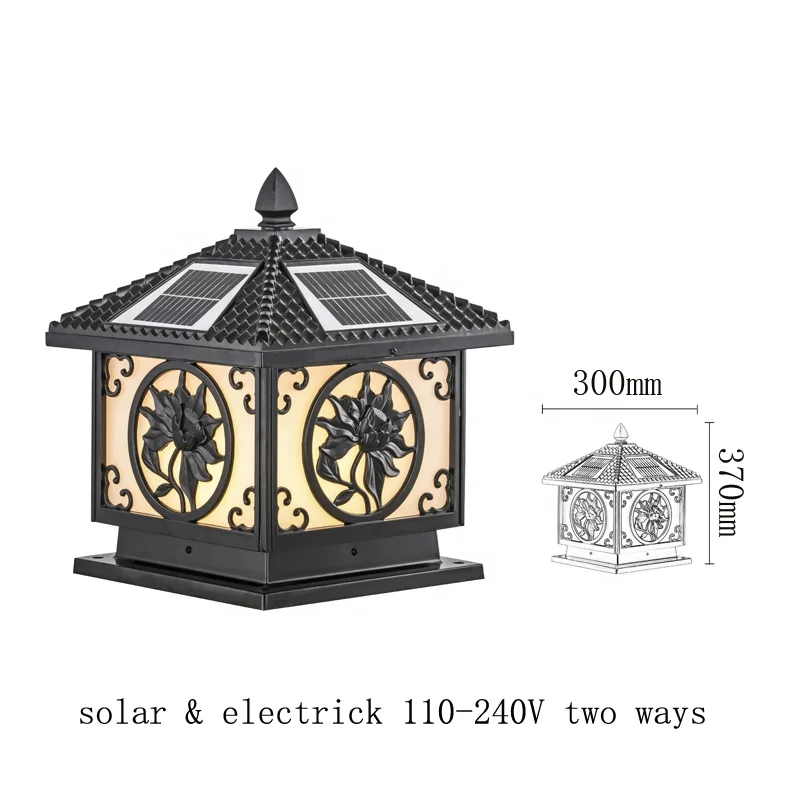 
new type aluminum metal garden led solar pillar light 