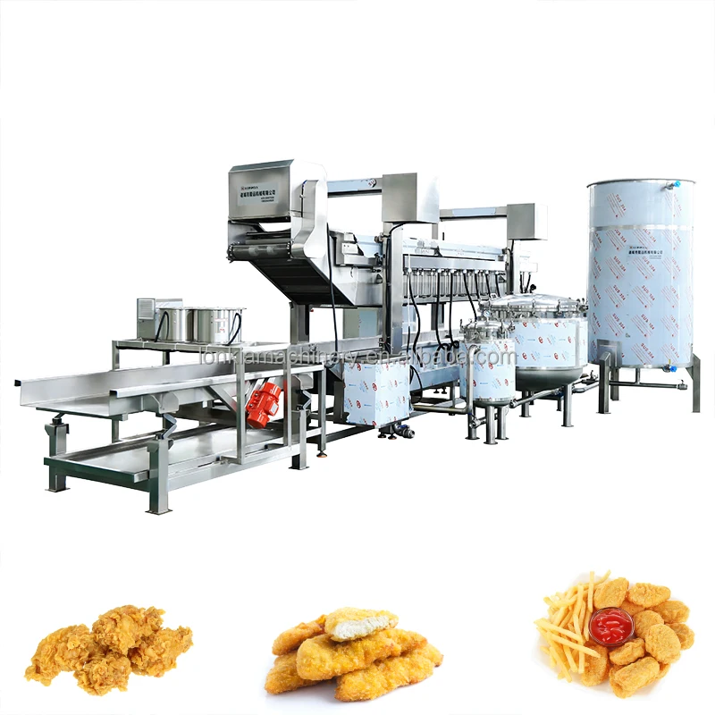 LONKIA Continuous Meat Breaded Chicken Steak Fryer Chicken Nuggets Electric Heating Frying Machine