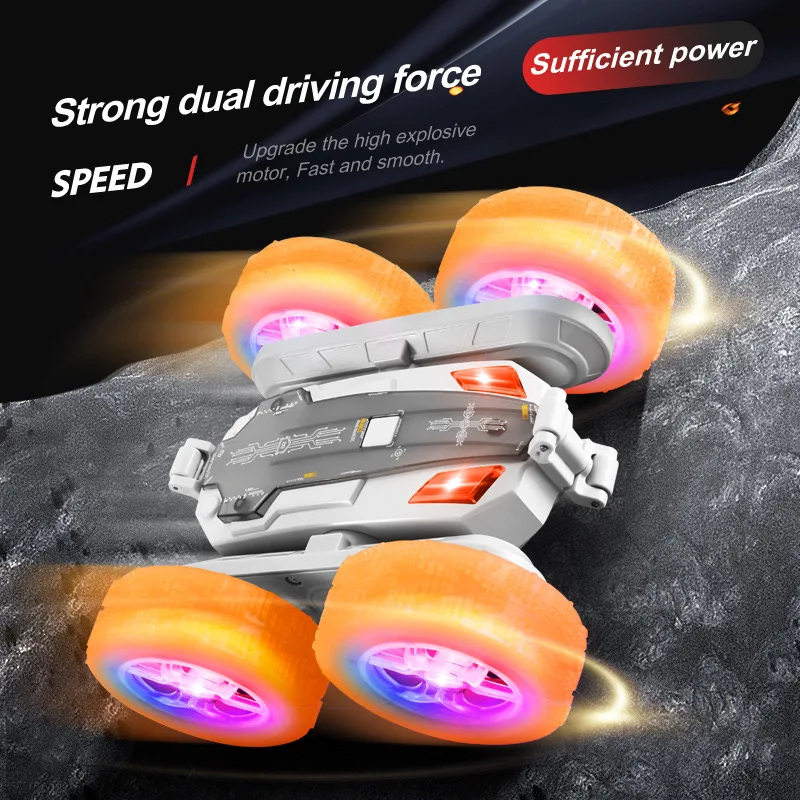 New Arrival 2.4Ghz Rc Stunt Car High Speed Double-Sided Rechargeable 360° Rotating Off-Road WIth Colorful Light and Music