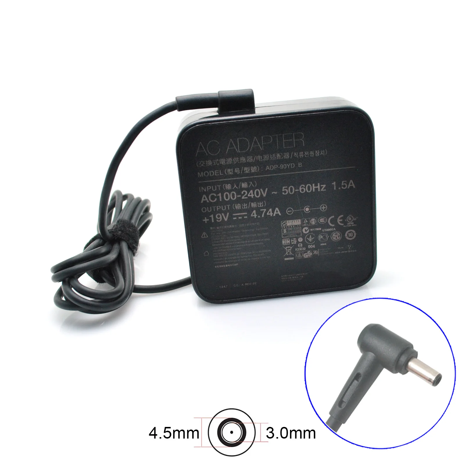 New Square Power Supply Laptop Charger for Asus 19V 4.74A 90W 5.5x2.5mm ADP-90YD B EXA1202YH