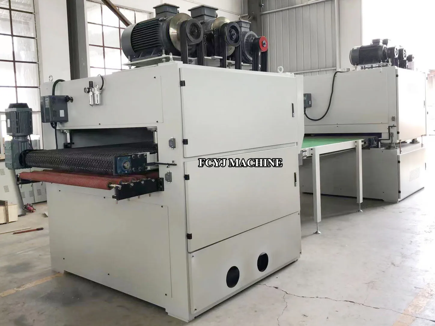 plywood double sides sander production line up and down vacuum sanding machine