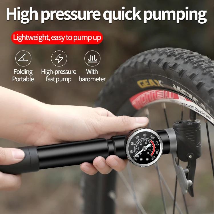 Xunting Bicycle Mini Pump High Pressure With Gauge Tire Inflator Mountain Road Bike Tire Pump