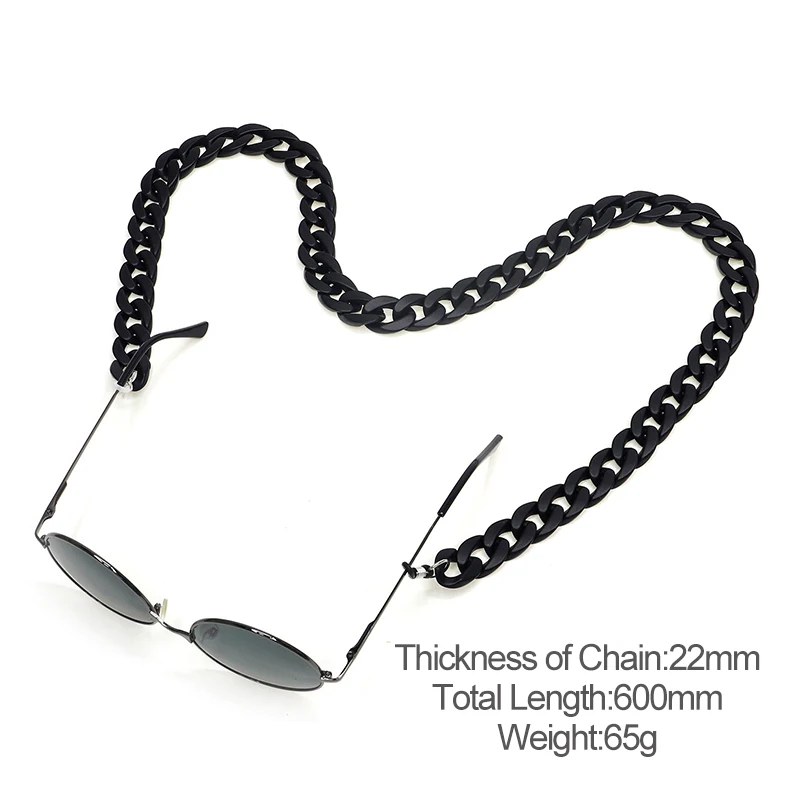 Chunky Matte Acrylic Curb Chain For Sunglasses Holder Thicker Resin Glasses Eyewear Chain Anti Slip Holder Masked Chain Necklace