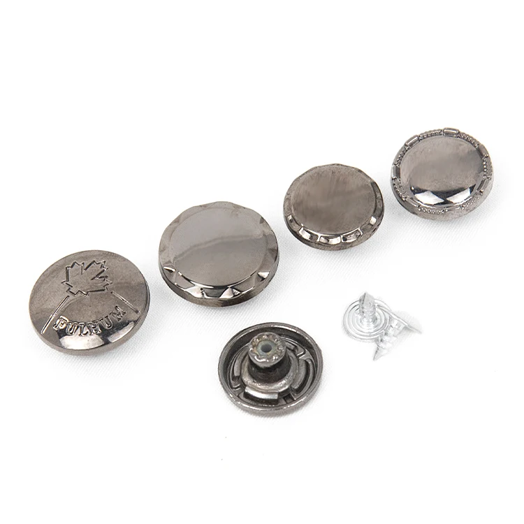 Custom logo Jacket zinc alloy brand denim botton metal 17mm zamak jeans buttons and rivets for clothes jeans denim