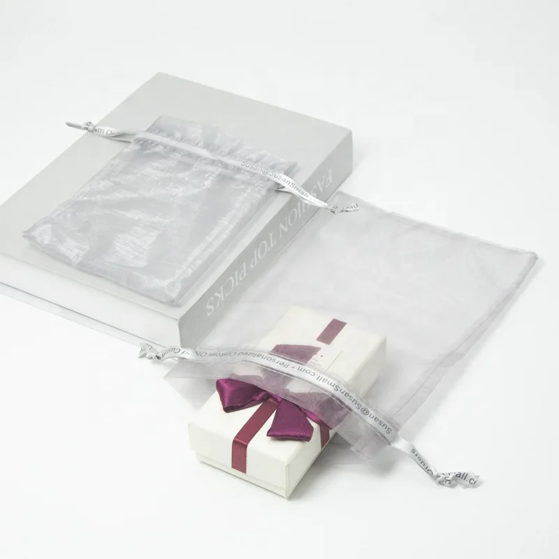 Новый стиль, Прямая поставка с завода, низкий минимальный заказ, индивидуальные сумки из органзы, серебряная Упаковочная Сумка из органзы