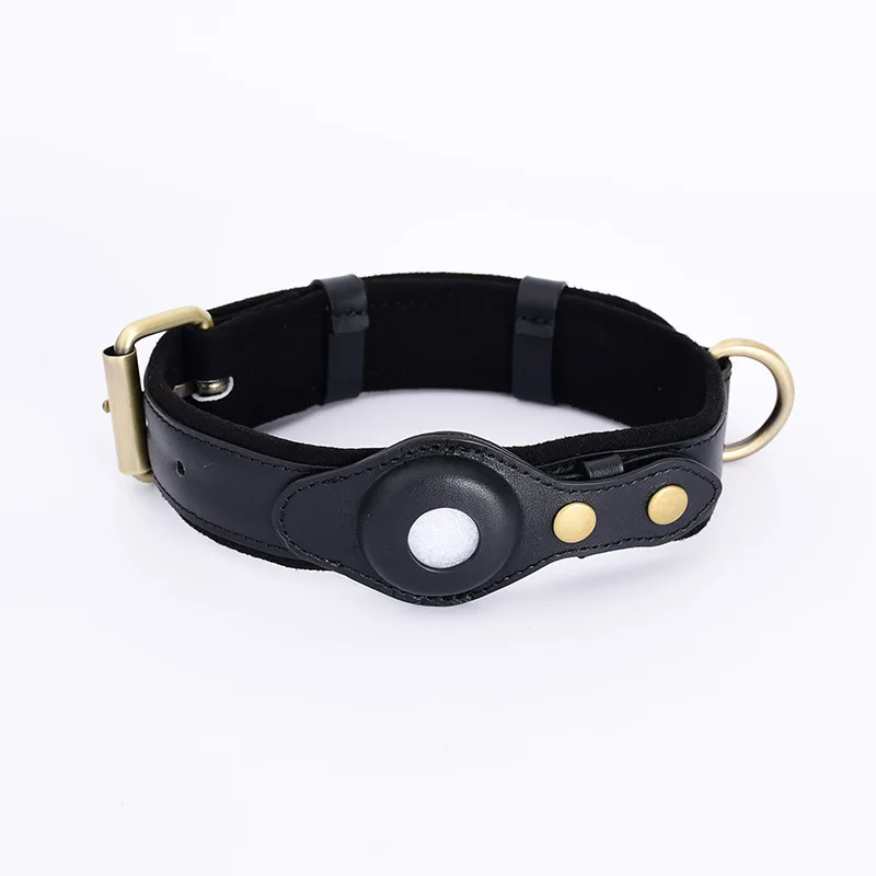 Wholesale Pet Accessories High Quality Genuine Leather GPS Tracker AirTag Dog Collar