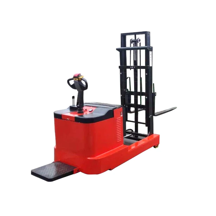 1 ton 2 ton electric forklift pallet stacker with 5m 6 meters lifting height  battery powered reach fork pallet stacker