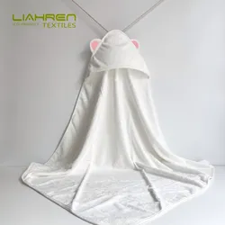 China wholesale 500GSM hooded baby towel organic bamboo bath towel colorful bear ear design bamboo hooded towel for children