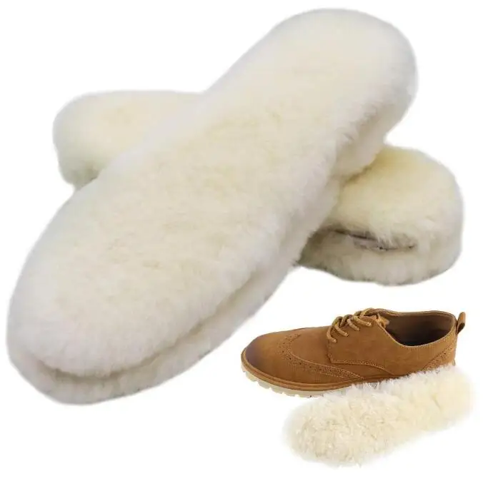 Thick and Warm Sheepskin Insoles Australian Fluffy Wool Insole,Women Men Replacement Winter Insole for Shoes Slippers Boots