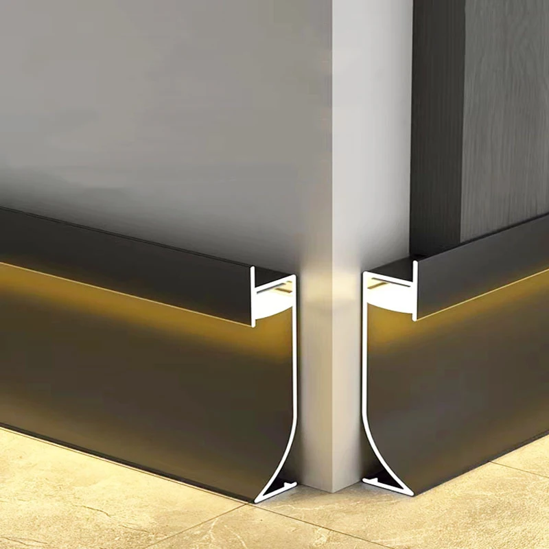 Custom Modern Flooring Baseboard Lighting Profile Recessed Aluminum Skirting Board with LED Light