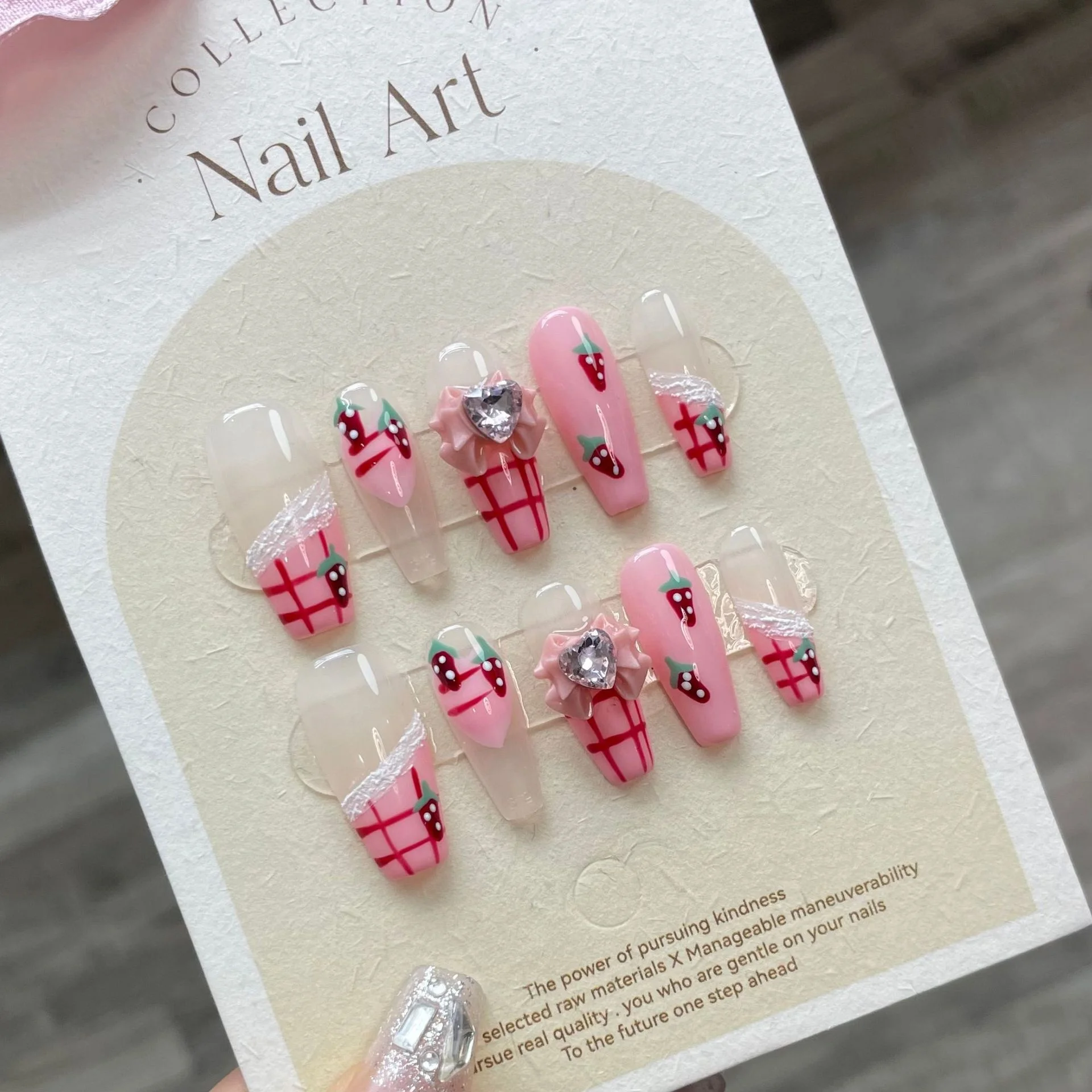 Wholesale 24PCS Handmade French Style Press-On Nails With Rhinestones Soft Artificial Nail Tips Variety Styles to Choose