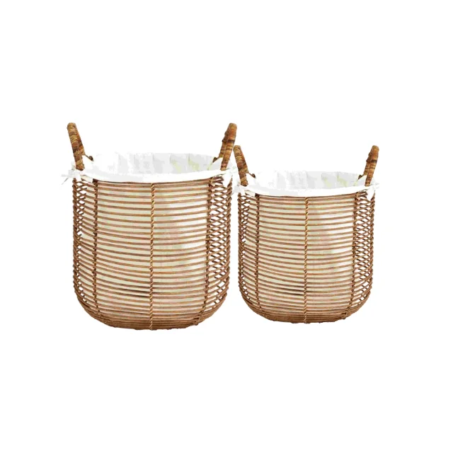 Aditya Large Storage Basket Great Quality Woven Rattan and Wood Natural Brown for Baby Use and Picnics Wholesale Price